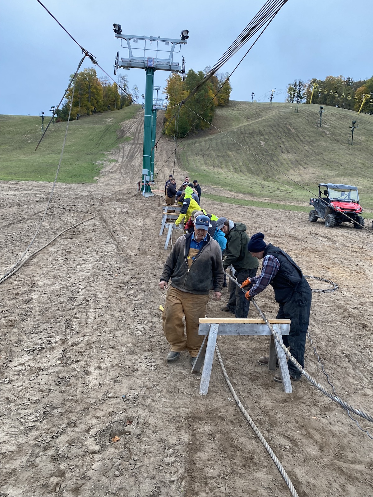 Green Lift Cable Splicing Underway Nub's Nob Ski Area Northern Michigan
